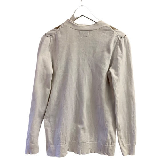 Van Heusen Argyle Knit Cardigan Women Size Small Cream Brown Cotton V Neck - Picture 5 of 10